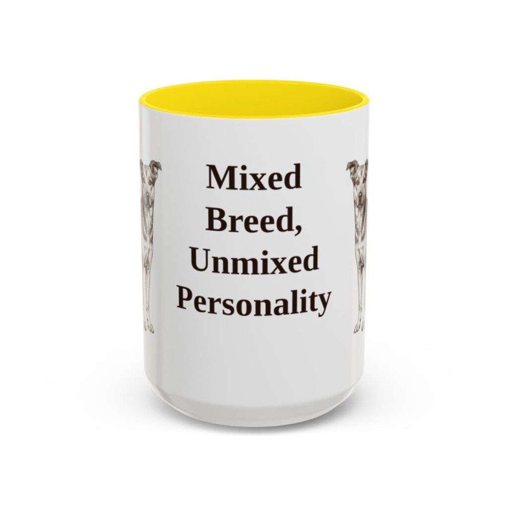 15oz Funny Mutt Mug, Yellow, front view