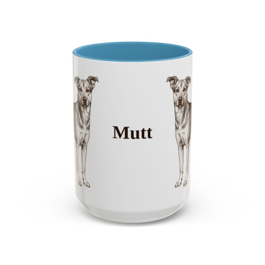 15oz Mutt Mug, Light Blue, front view