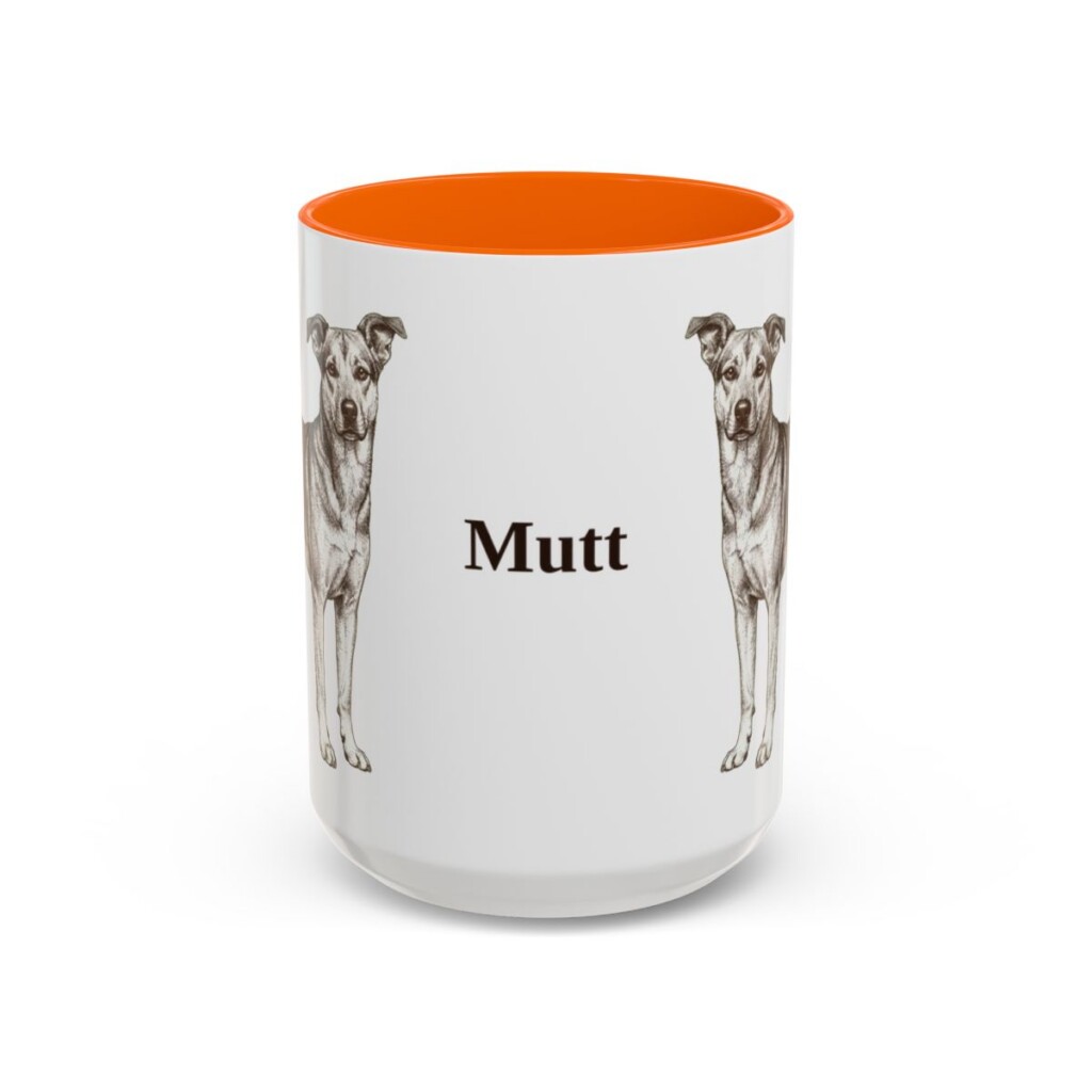 15oz Mutt Mug, Orange, front view