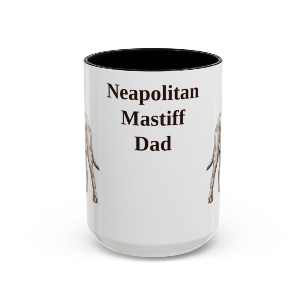 15oz-neapolitan-mastiff-mug-dad-black-front 15oz Neapolitan Mastiff Dog Dad Mug, Black, front view