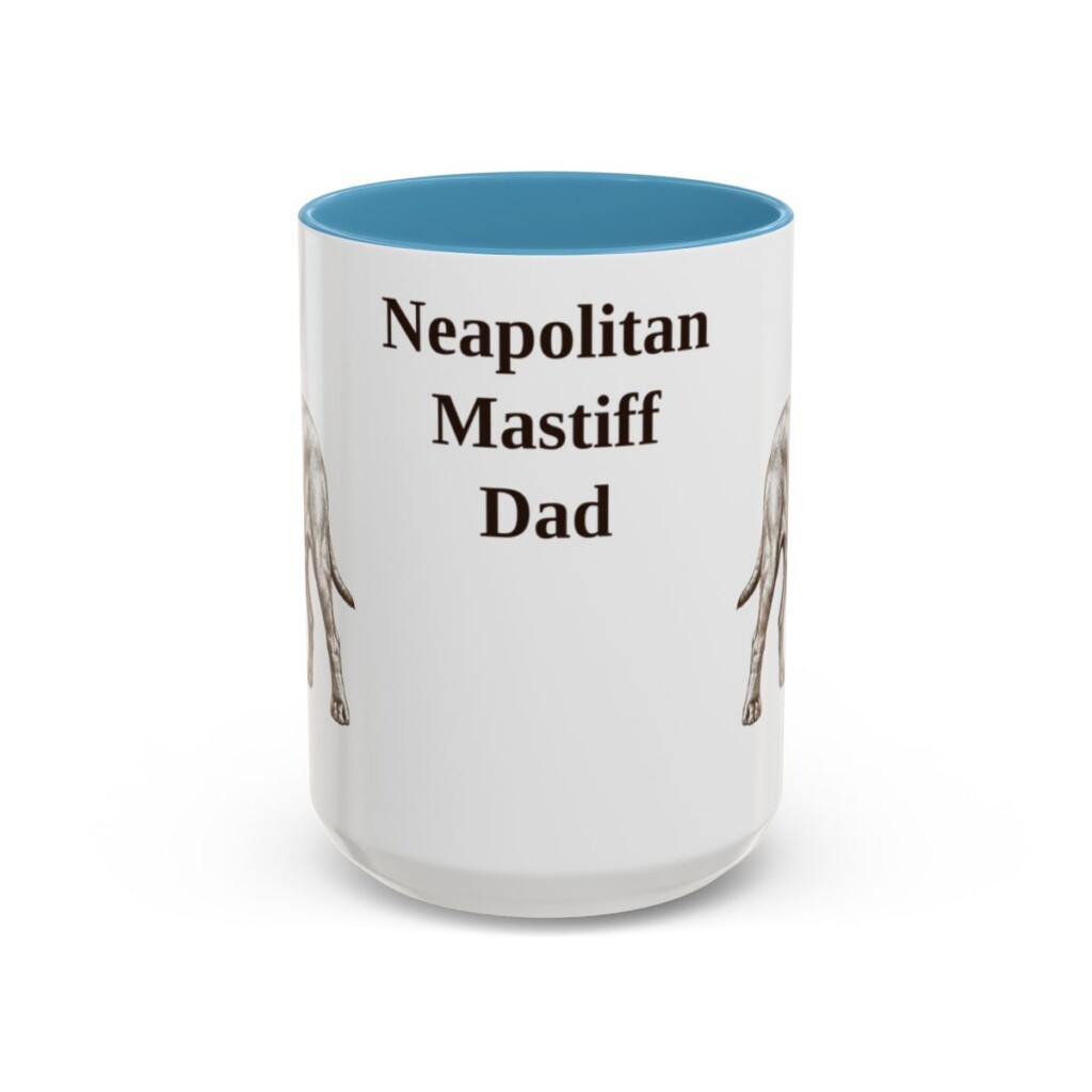 15oz-neapolitan-mastiff-mug-dad-light-blue 15oz Neapolitan Mastiff Dog Dad Mug, Light Blue, front view