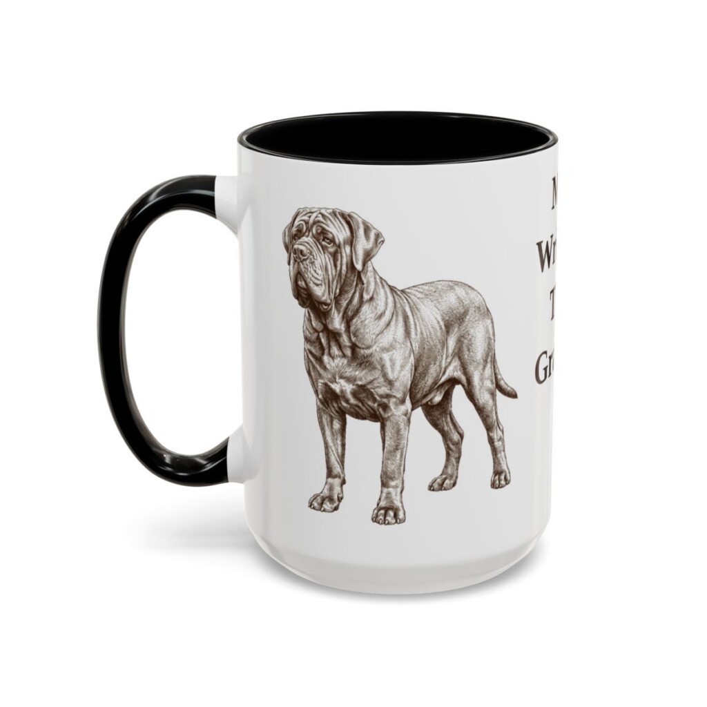 15oz Funny Neapolitan Mastiff Mug, Black, left side view