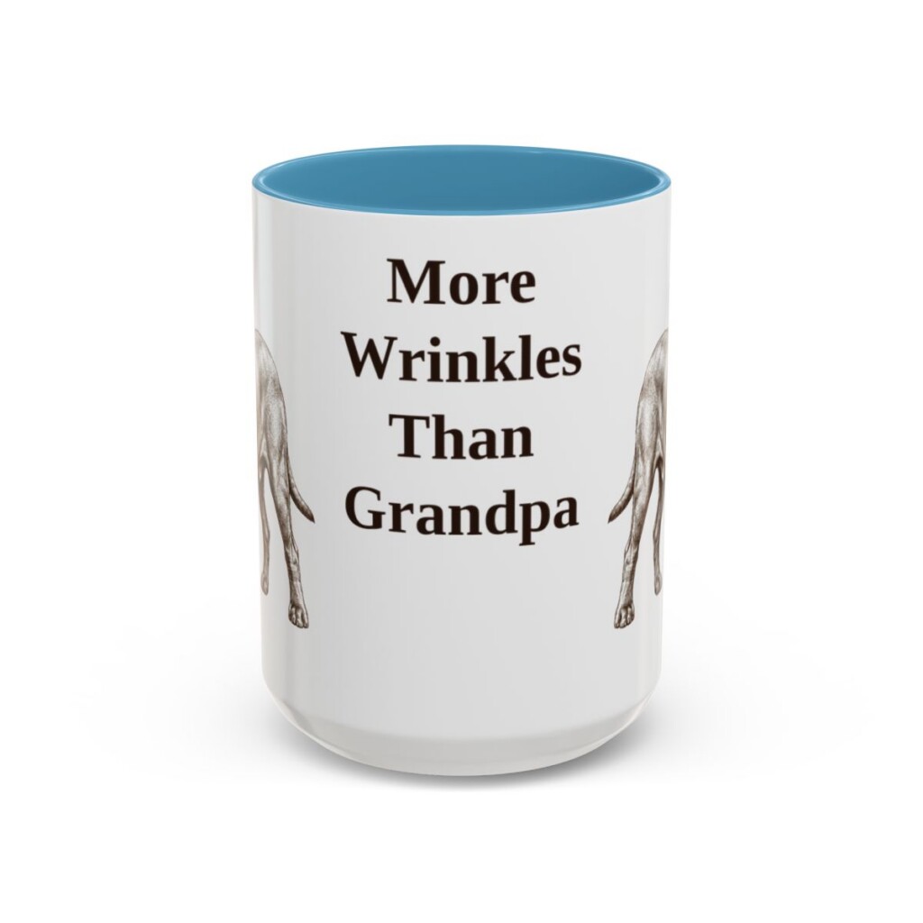 15oz Funny Neapolitan Mastiff Mug, Light Blue, front view