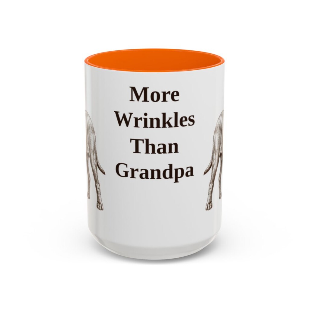 15oz Funny Neapolitan Mastiff Mug, Orange, front view