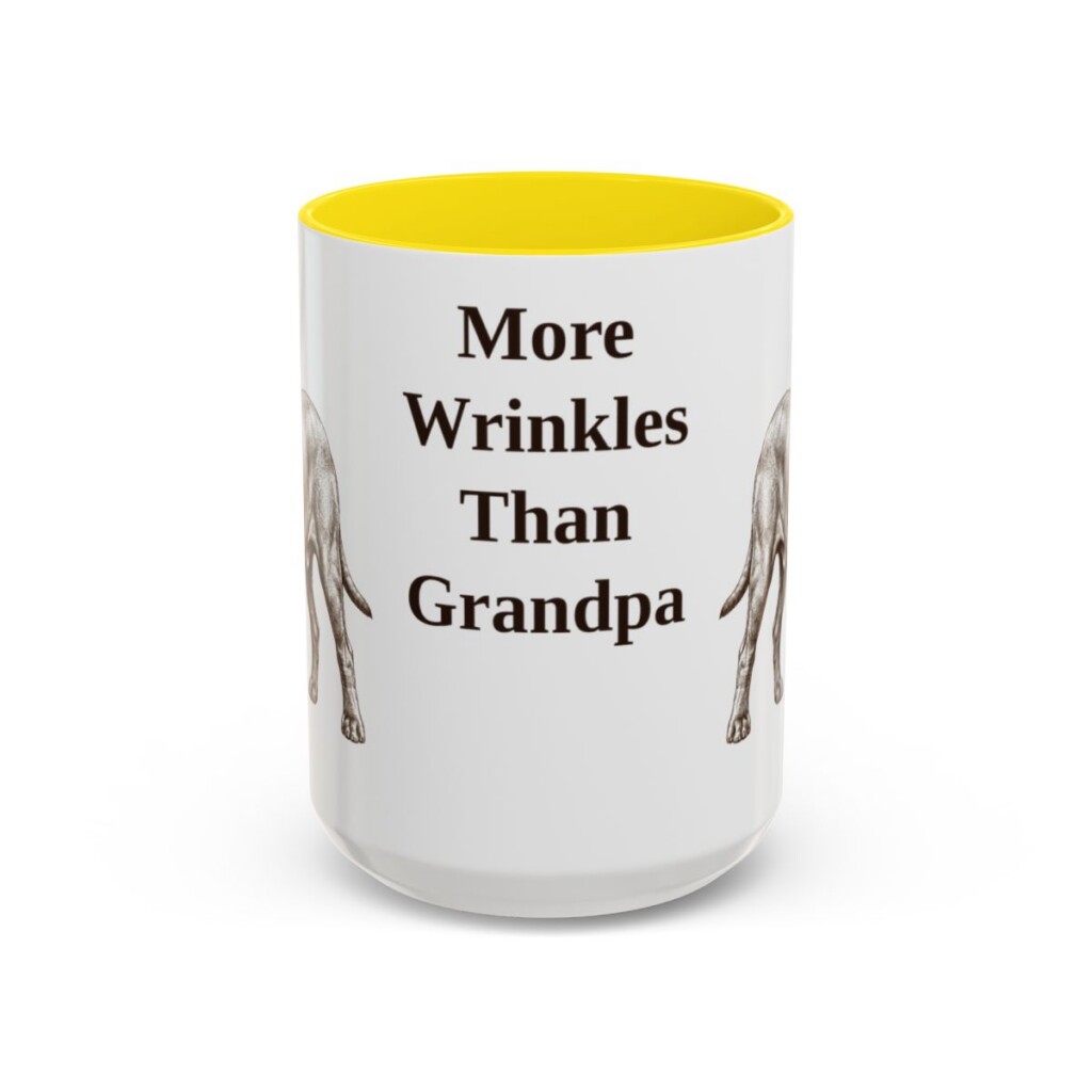 15oz Funny Neapolitan Mastiff Mug, Yellow, front view