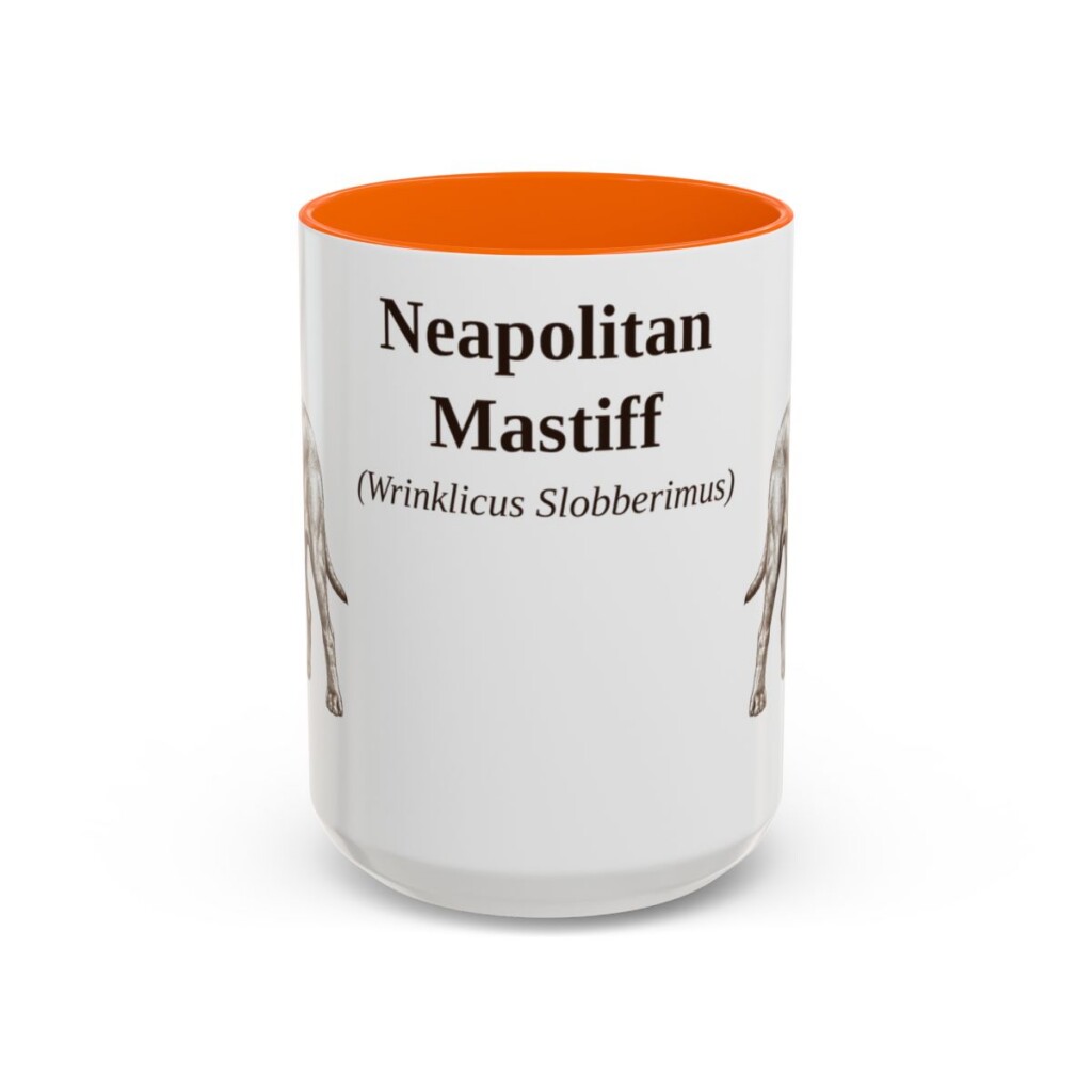 15oz Neapolitan Mastiff Latin Mug, Orange, front view