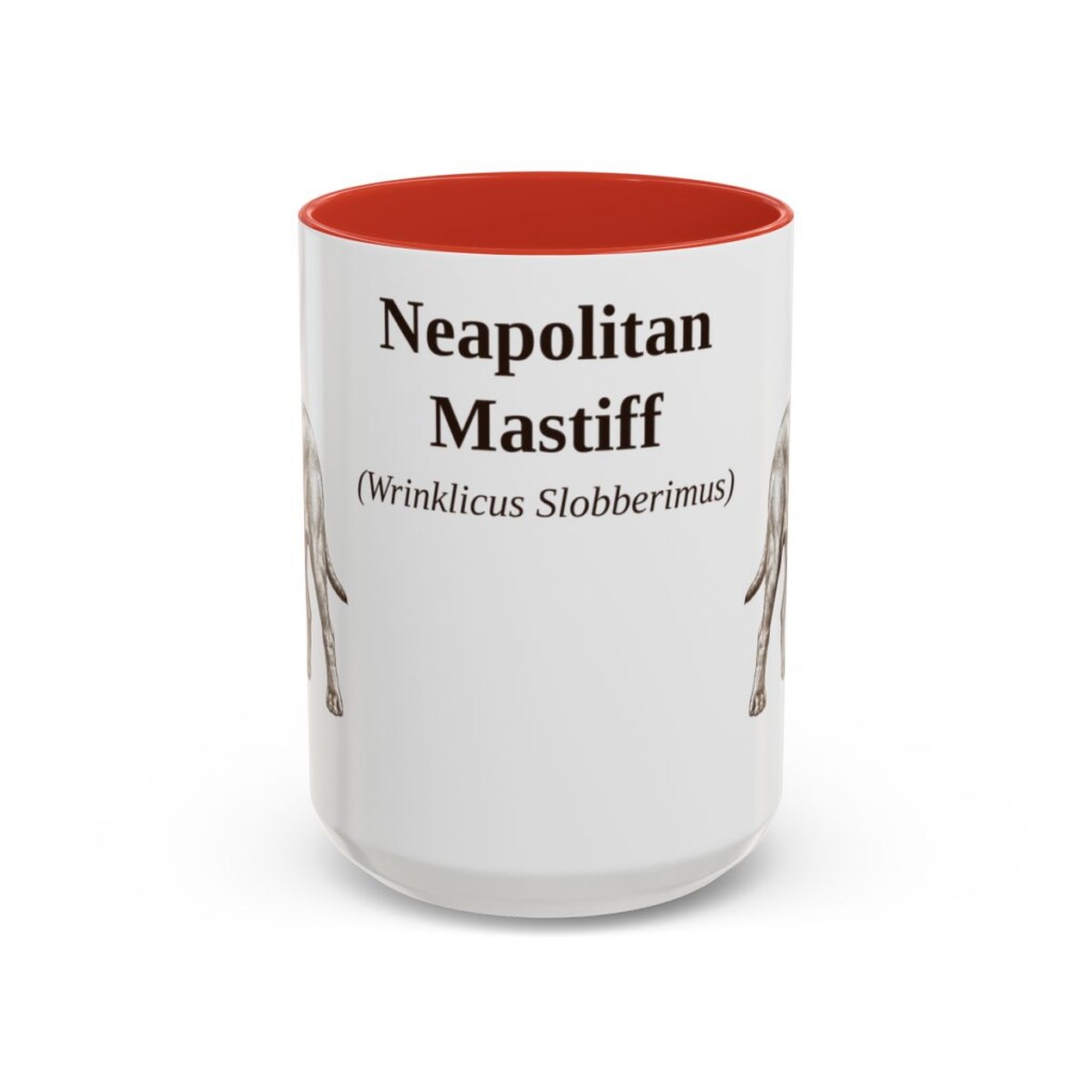 15oz Neapolitan Mastiff Latin Mug, Red, front view