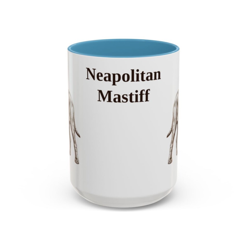 15oz Neapolitan Mastiff Mug, Light Blue, front view