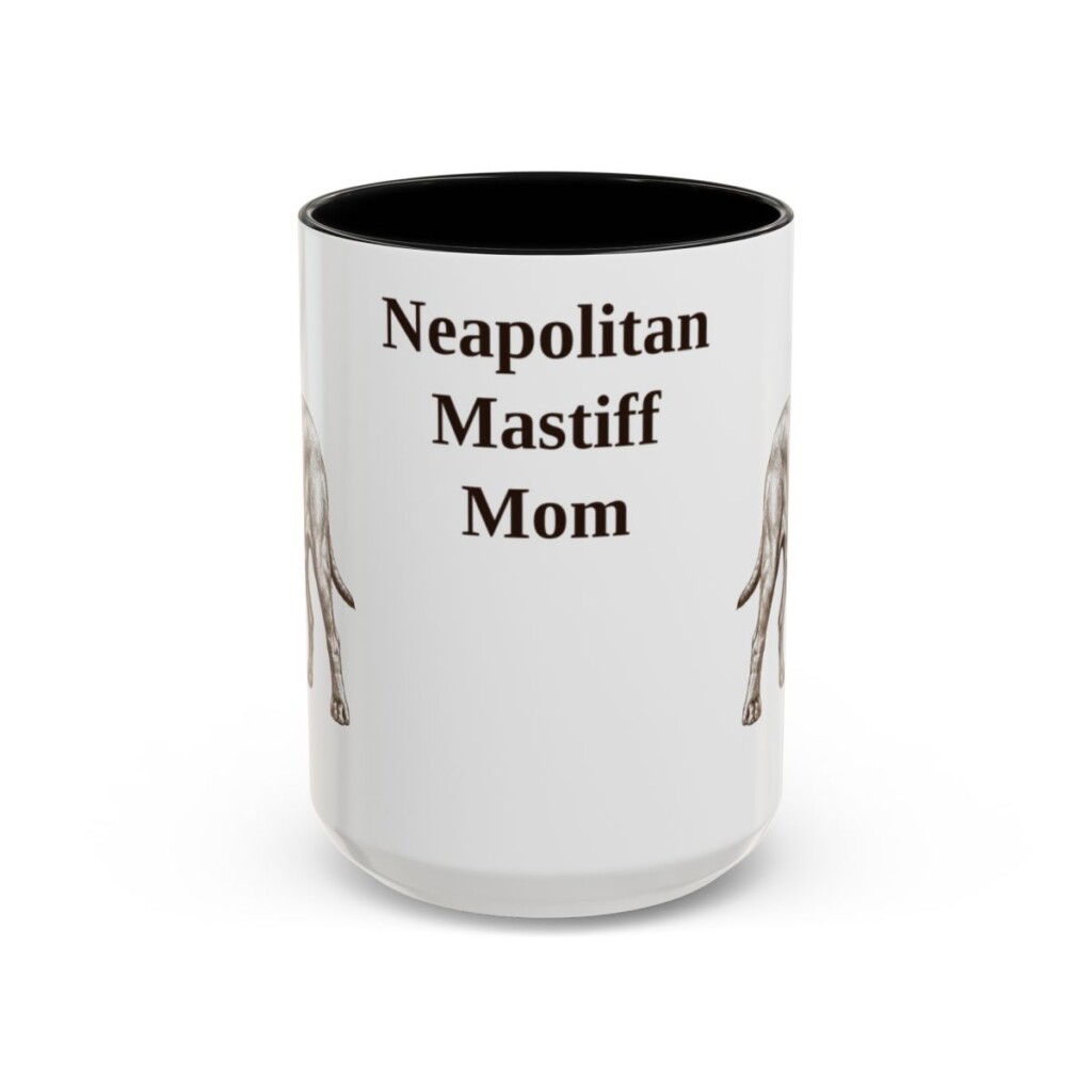 15oz Neapolitan Mastiff Dog Mom Mug, Black, front view