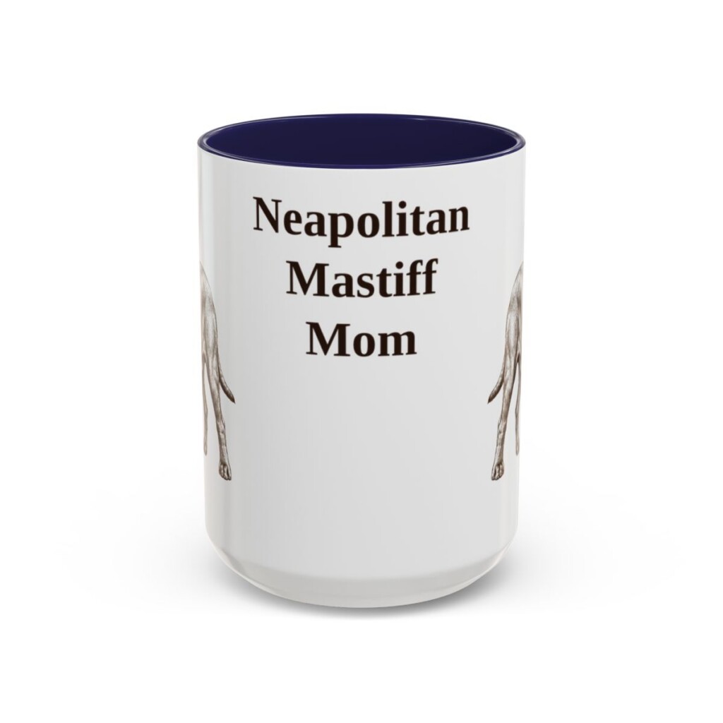 15oz Neapolitan Mastiff Dog Mom Mug, Navy, front view
