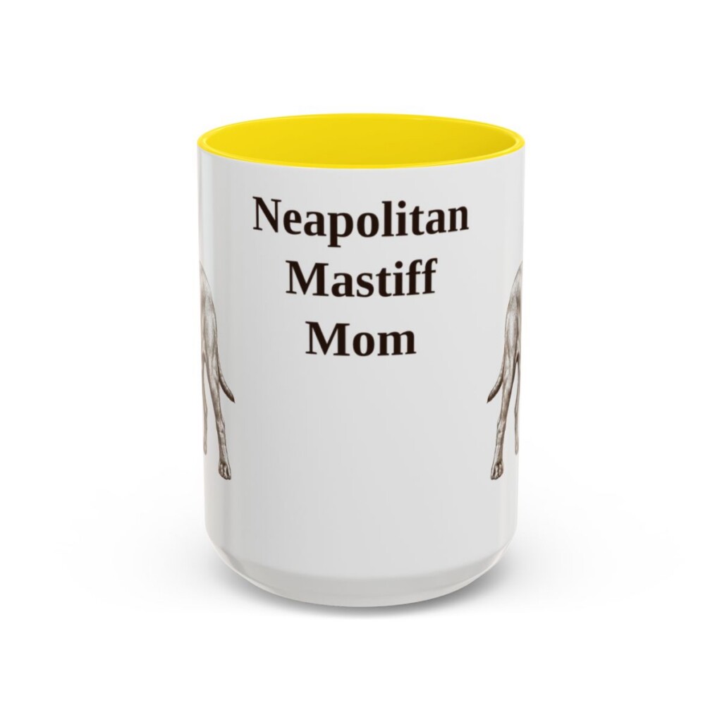 15oz Neapolitan Mastiff Dog Mom Mug, Yellow, front view