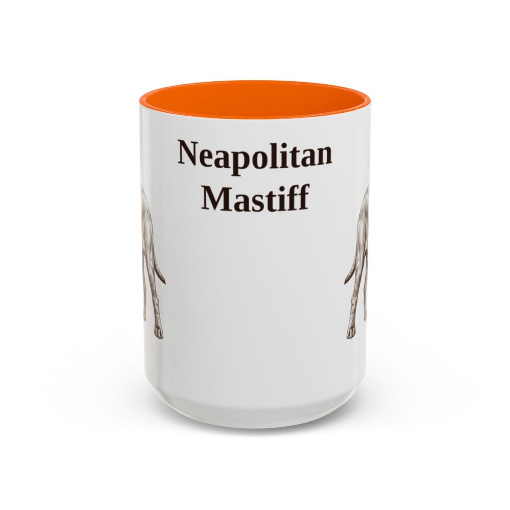 15oz Neapolitan Mastiff Mug, Orange, front view