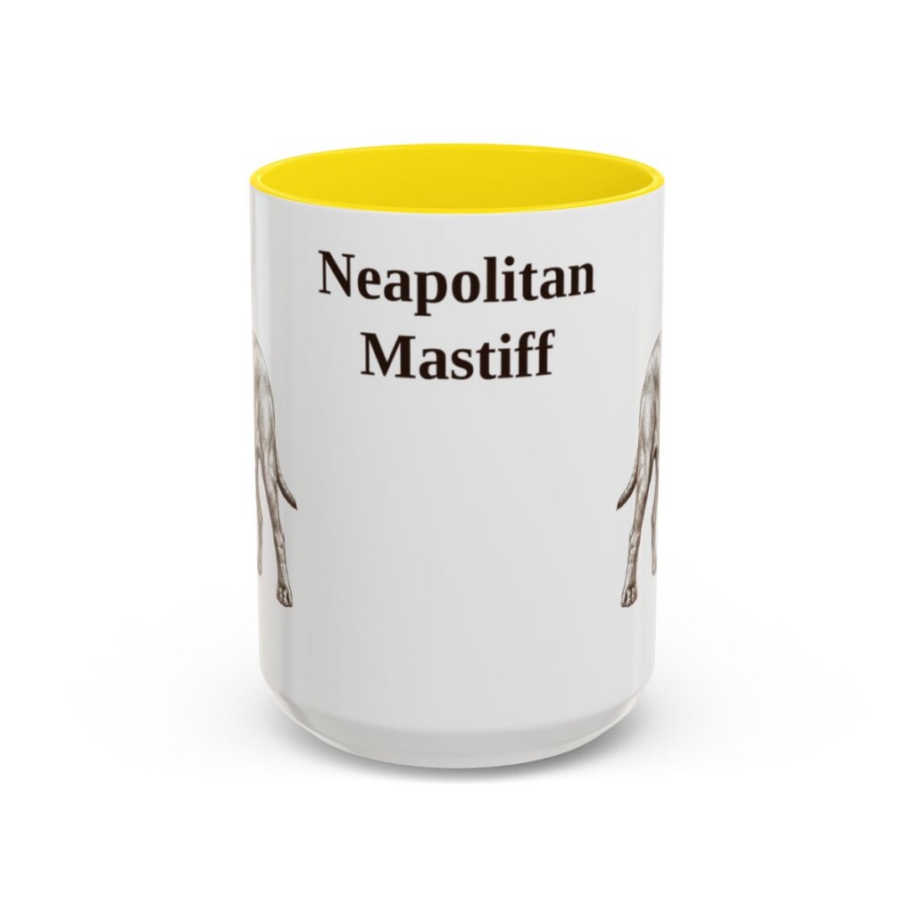 15oz Neapolitan Mastiff Mug, Yellow, front view