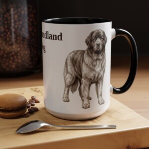15oz Newfoundland Dog Mug, Black, lifestyle photo