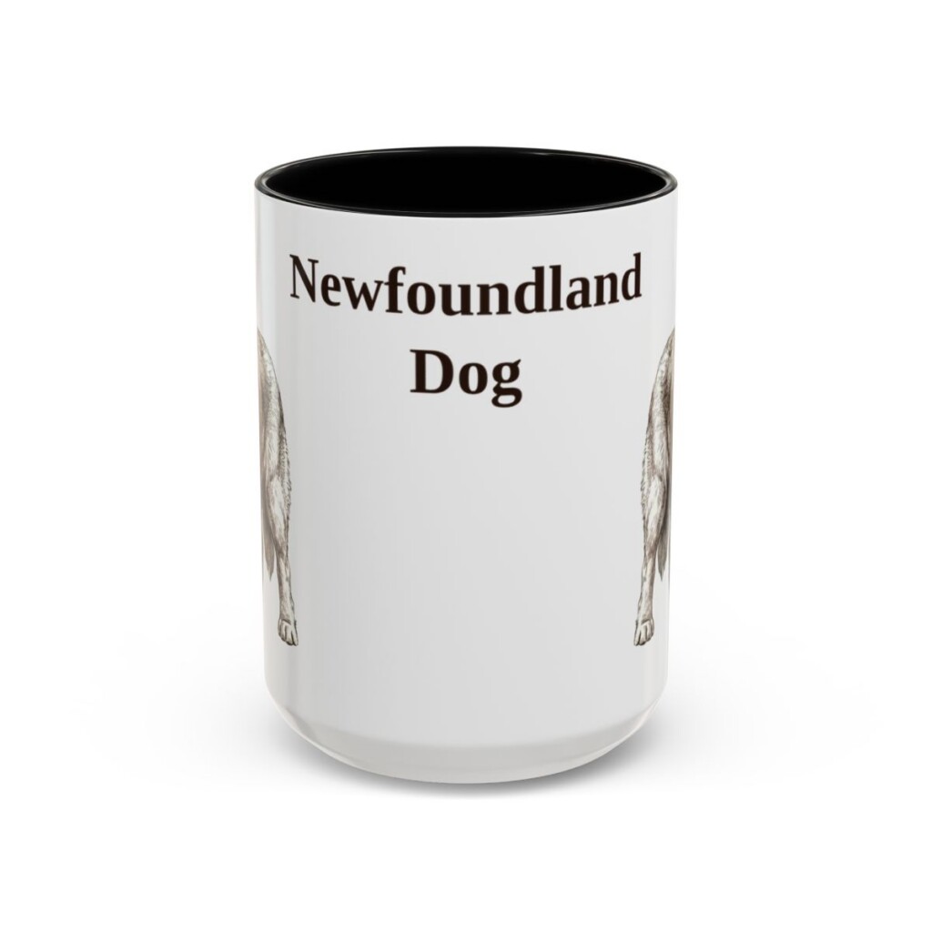 15oz Newfoundland Dog Mug, Black, front view