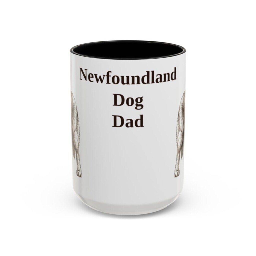 15oz Newfoundland Dog Dog Dad Mug, Black, front view