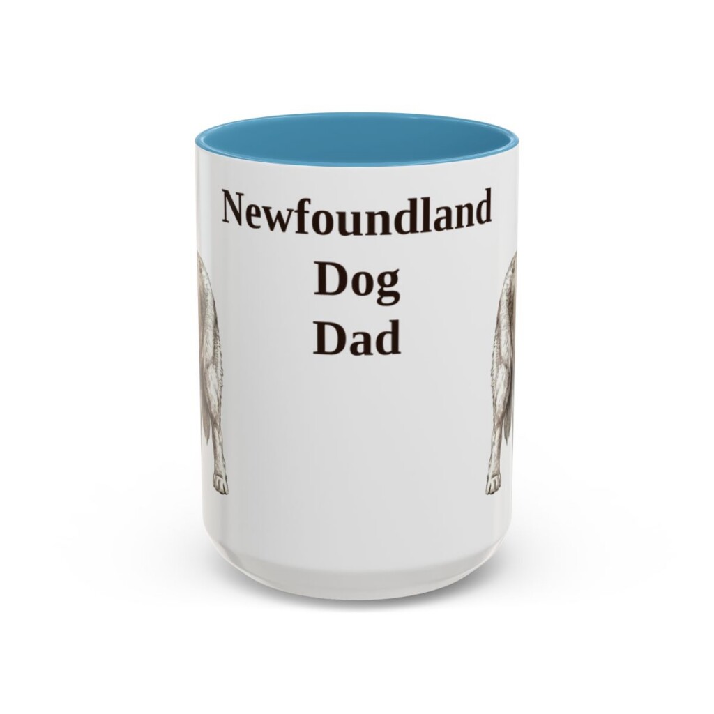 15oz Newfoundland Dog Dog Dad Mug, Light Blue, front view