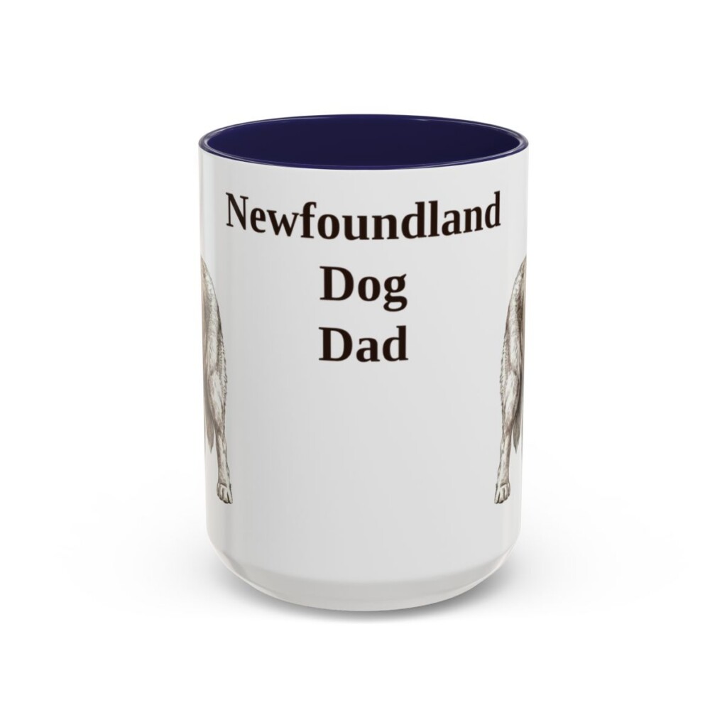 15oz Newfoundland Dog Dog Dad Mug, Navy, front view