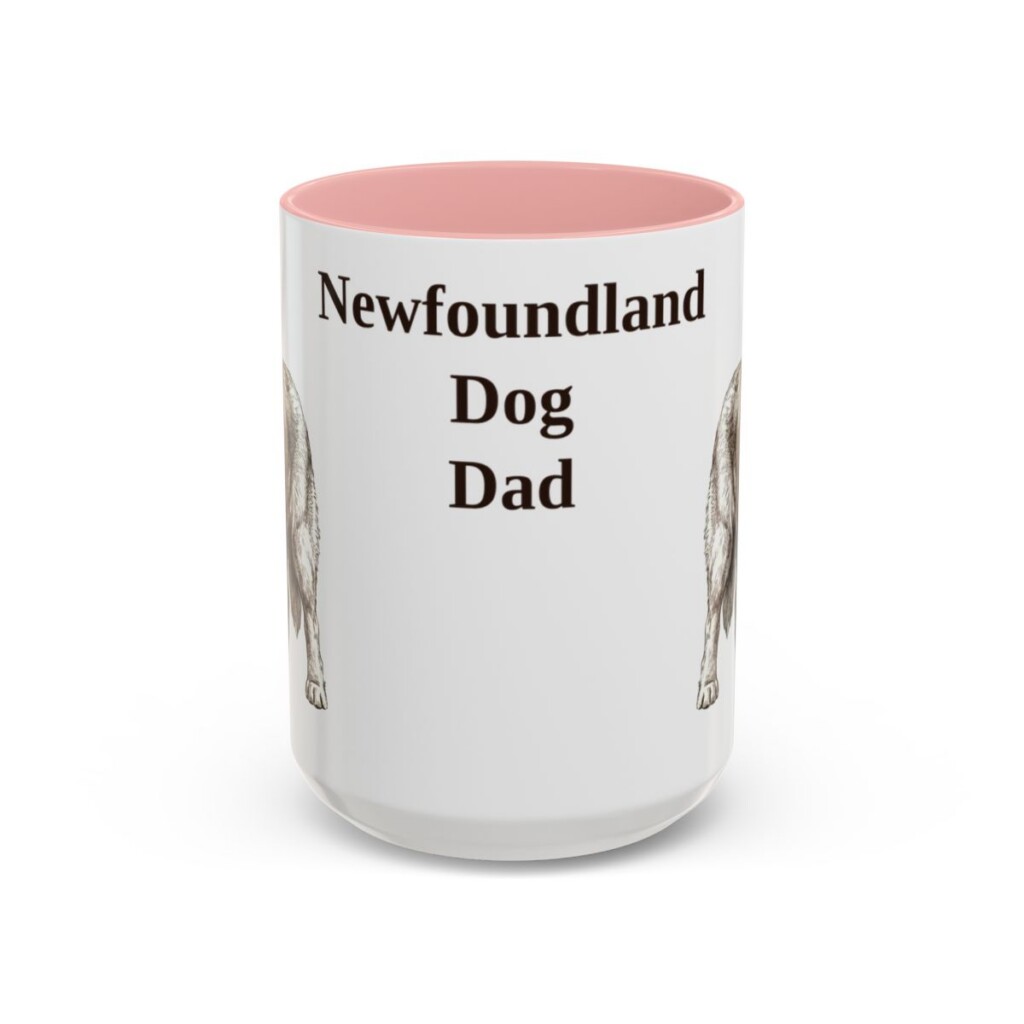15oz Newfoundland Dog Dog Dad Mug, Pink, front view