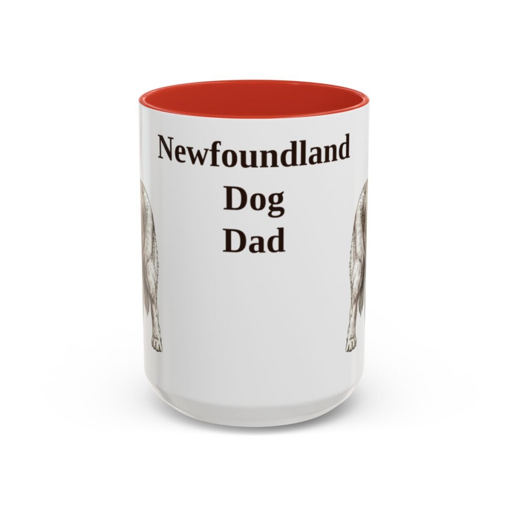 15oz Newfoundland Dog Dog Dad Mug, Red, front view