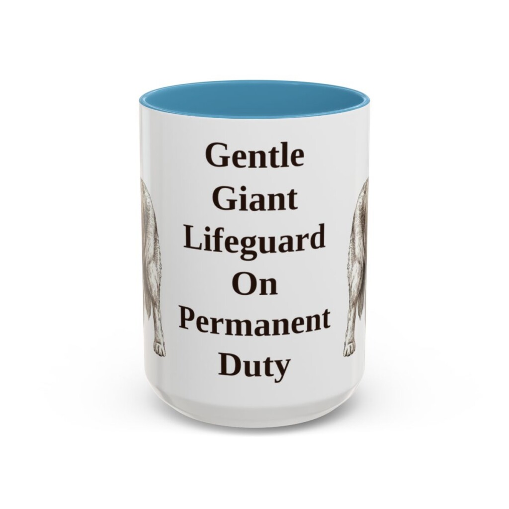 15oz Funny Newfoundland Dog Mug, Light Blue, front view