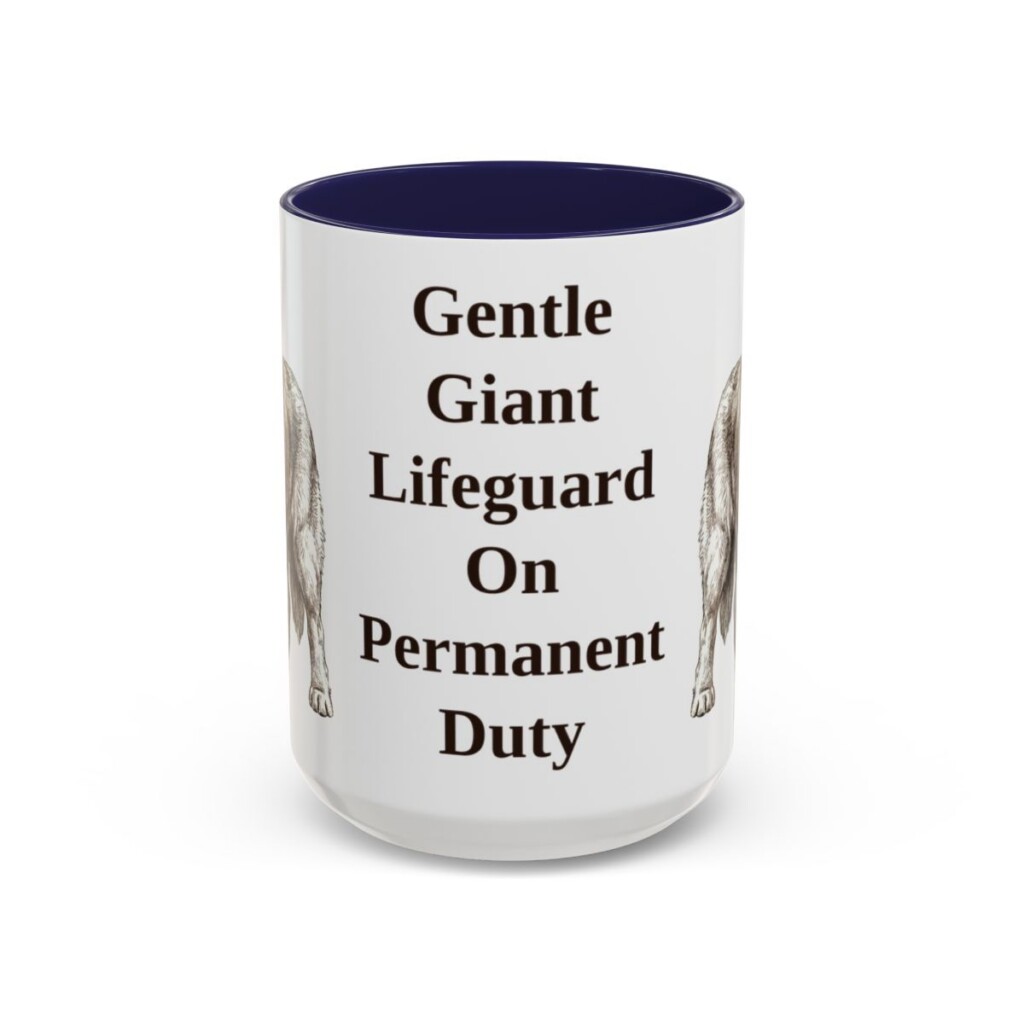 15oz Funny Newfoundland Dog Mug, Navy, front view