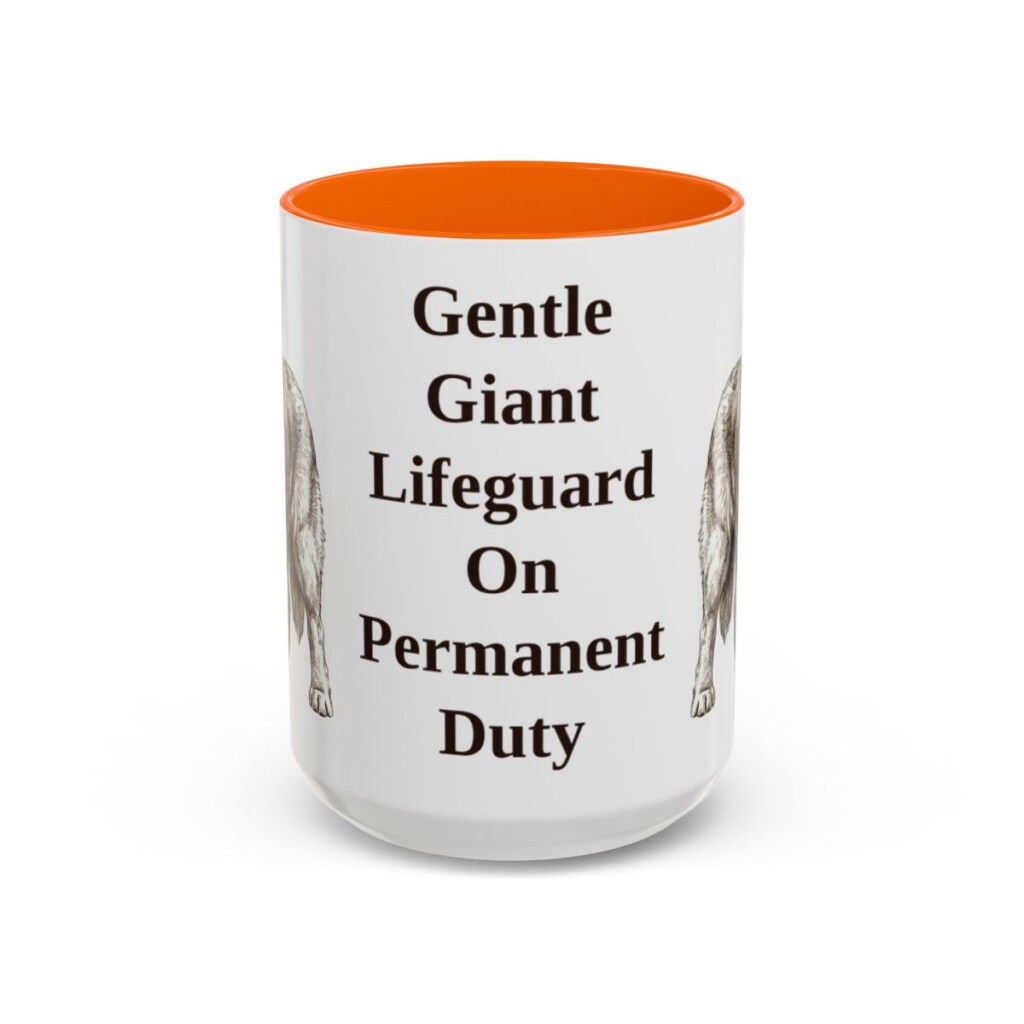 15oz Funny Newfoundland Dog Mug, Orange, front view