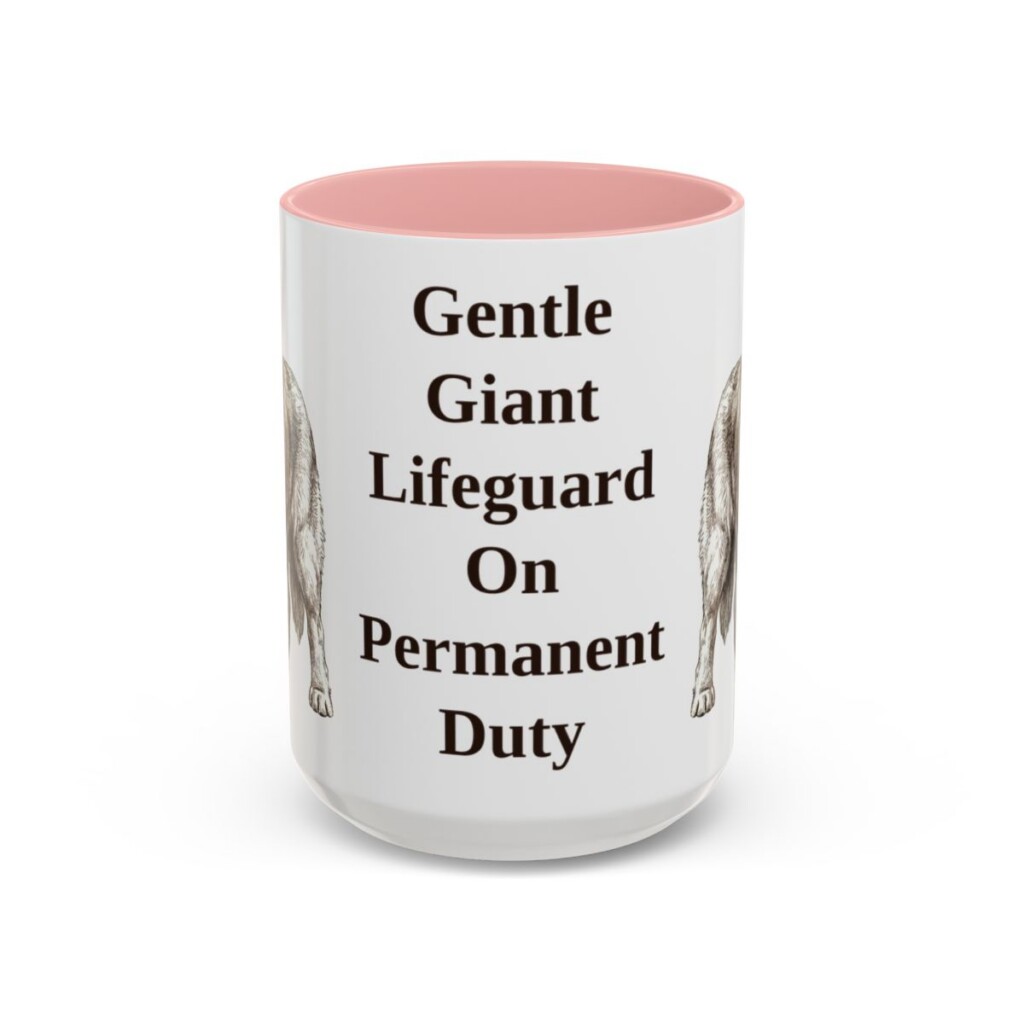 15oz Funny Newfoundland Dog Mug, Pink, front view