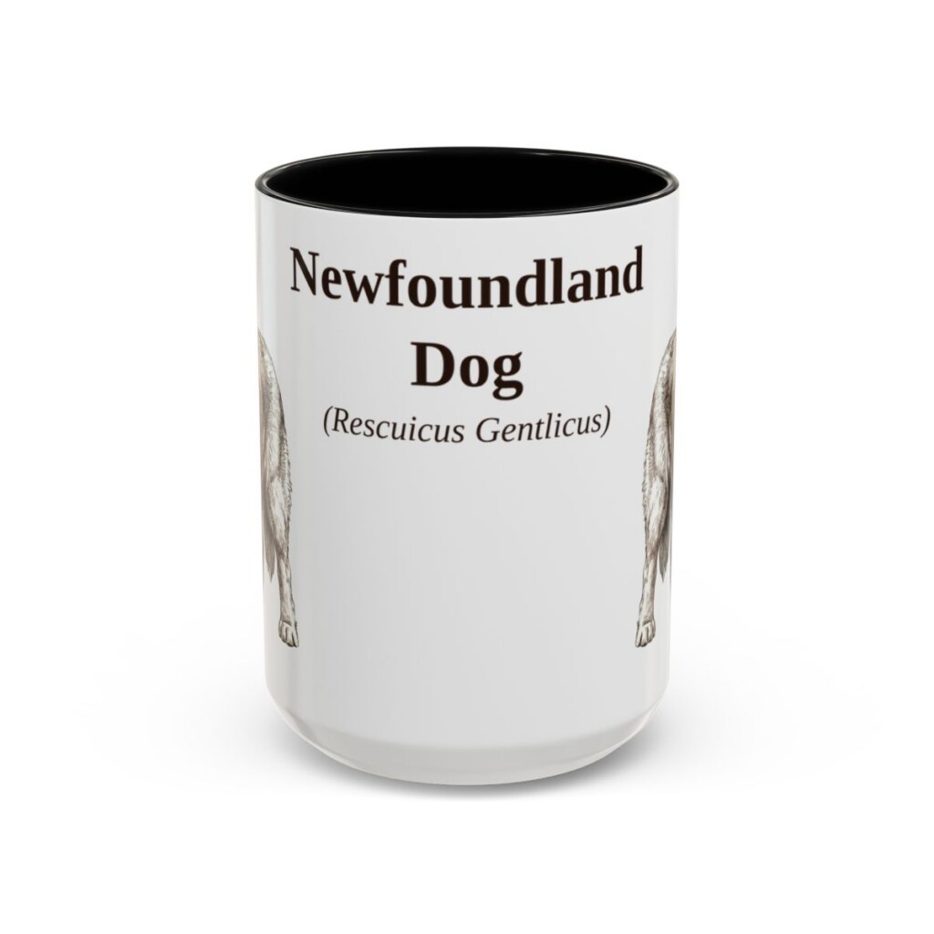 15oz-newfoundland-dog-mug-latin-black-front 15oz Newfoundland Dog Latin Mug, Black, front view