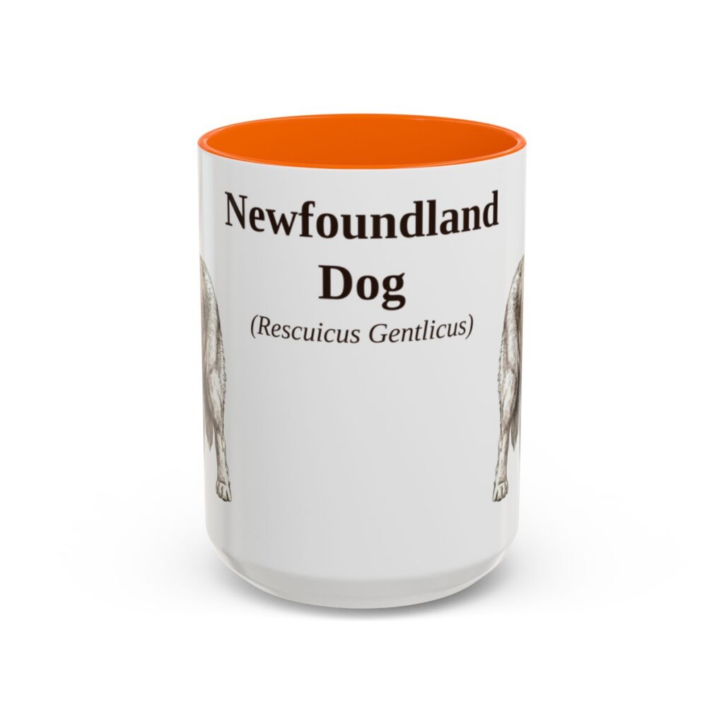 15oz-newfoundland-dog-mug-latin-orange 15oz Newfoundland Dog Latin Mug, Orange, front view