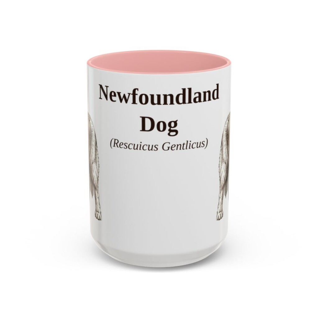 15oz-newfoundland-dog-mug-latin-pink 15oz Newfoundland Dog Latin Mug, Pink, front view