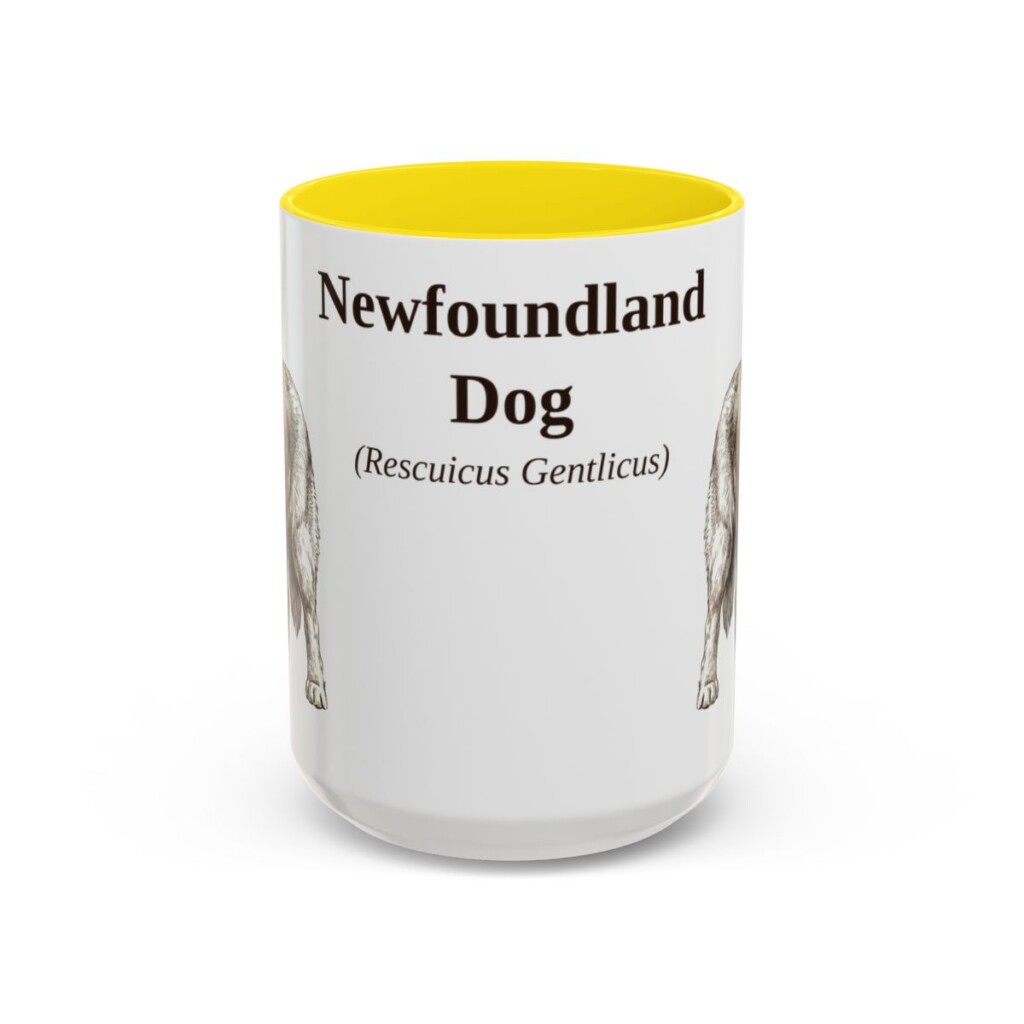 15oz-newfoundland-dog-mug-latin-yellow 15oz Newfoundland Dog Latin Mug, Yellow, front view