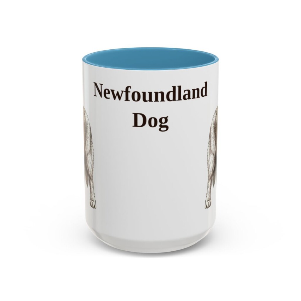 15oz Newfoundland Dog Mug, Light Blue, front view