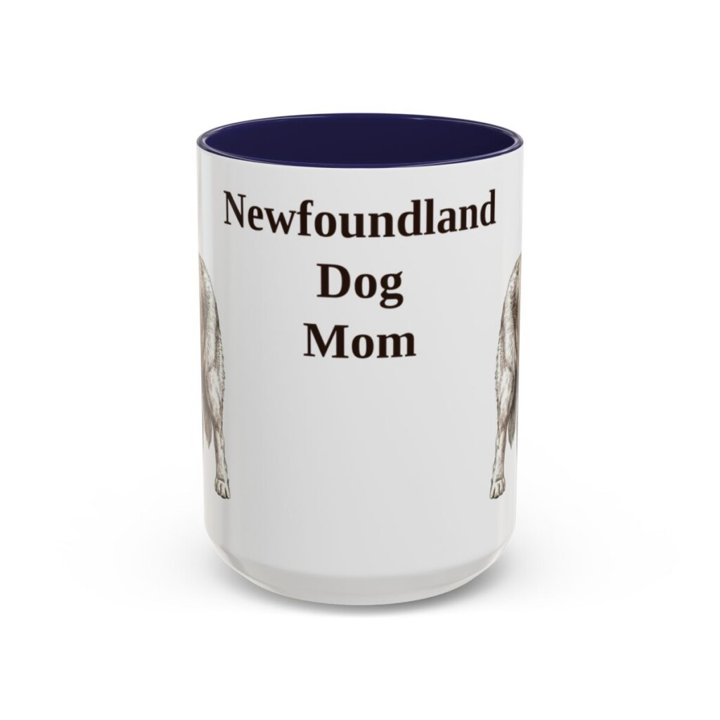 15oz Newfoundland Dog Dog Mom Mug, Navy, front view