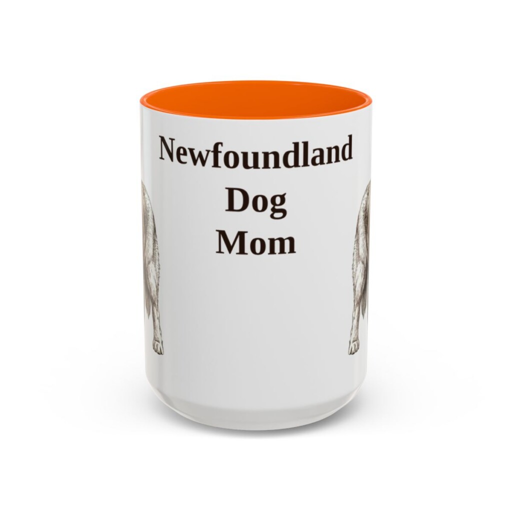 15oz Newfoundland Dog Dog Mom Mug, Orange, front view