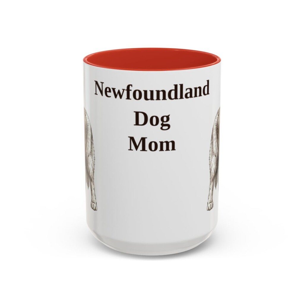 15oz Newfoundland Dog Dog Mom Mug, Red, front view