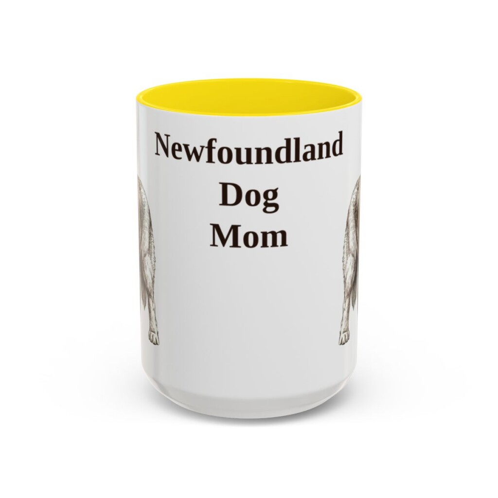 15oz Newfoundland Dog Dog Mom Mug, Yellow, front view