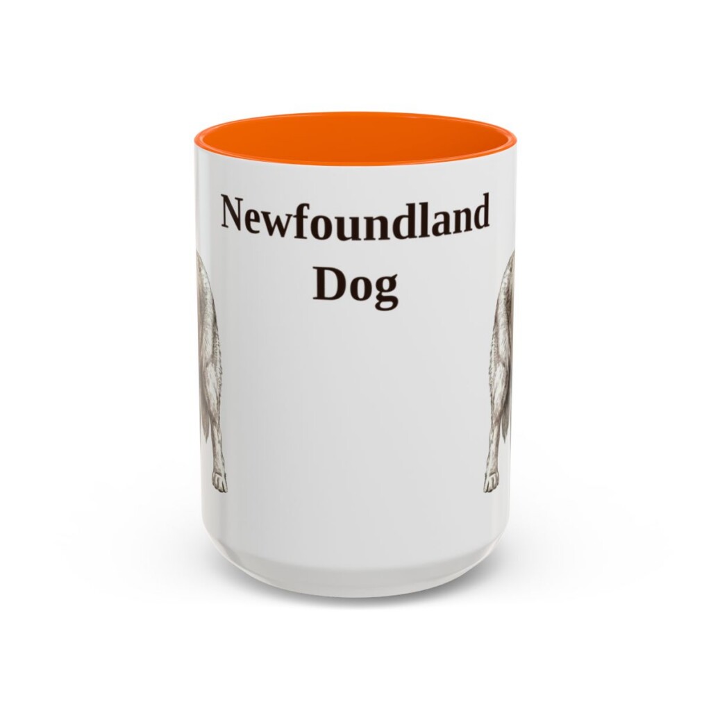 15oz Newfoundland Dog Mug, Orange, front view