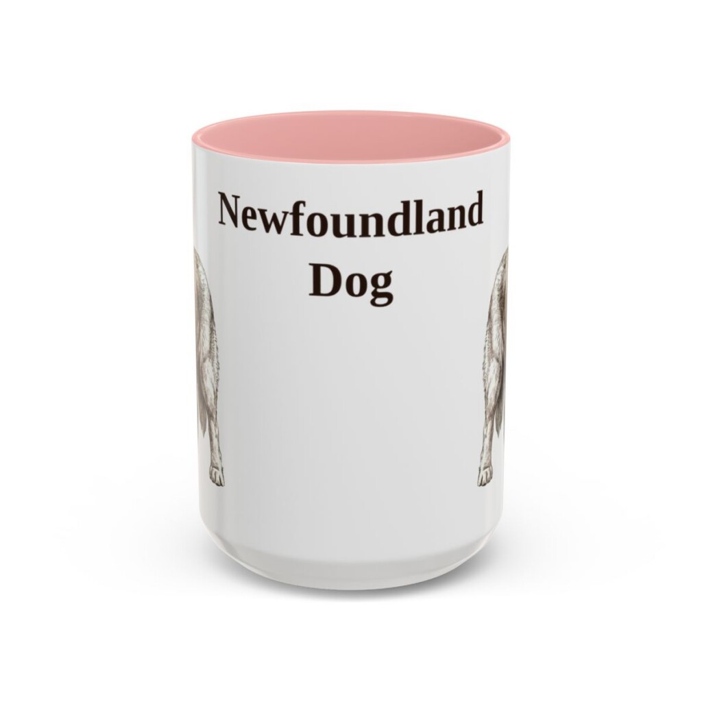 15oz Newfoundland Dog Mug, Pink, front view