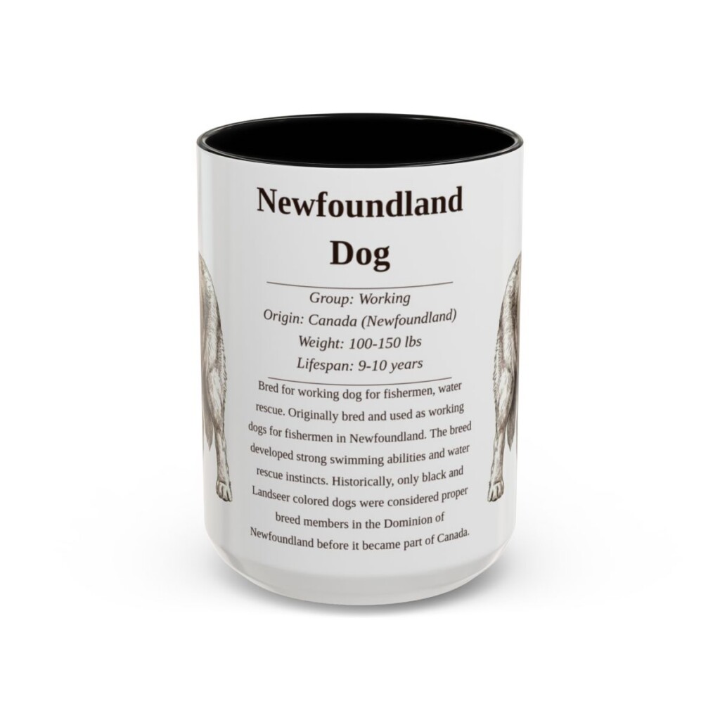 15oz Newfoundland Dog Mug, Black, front view