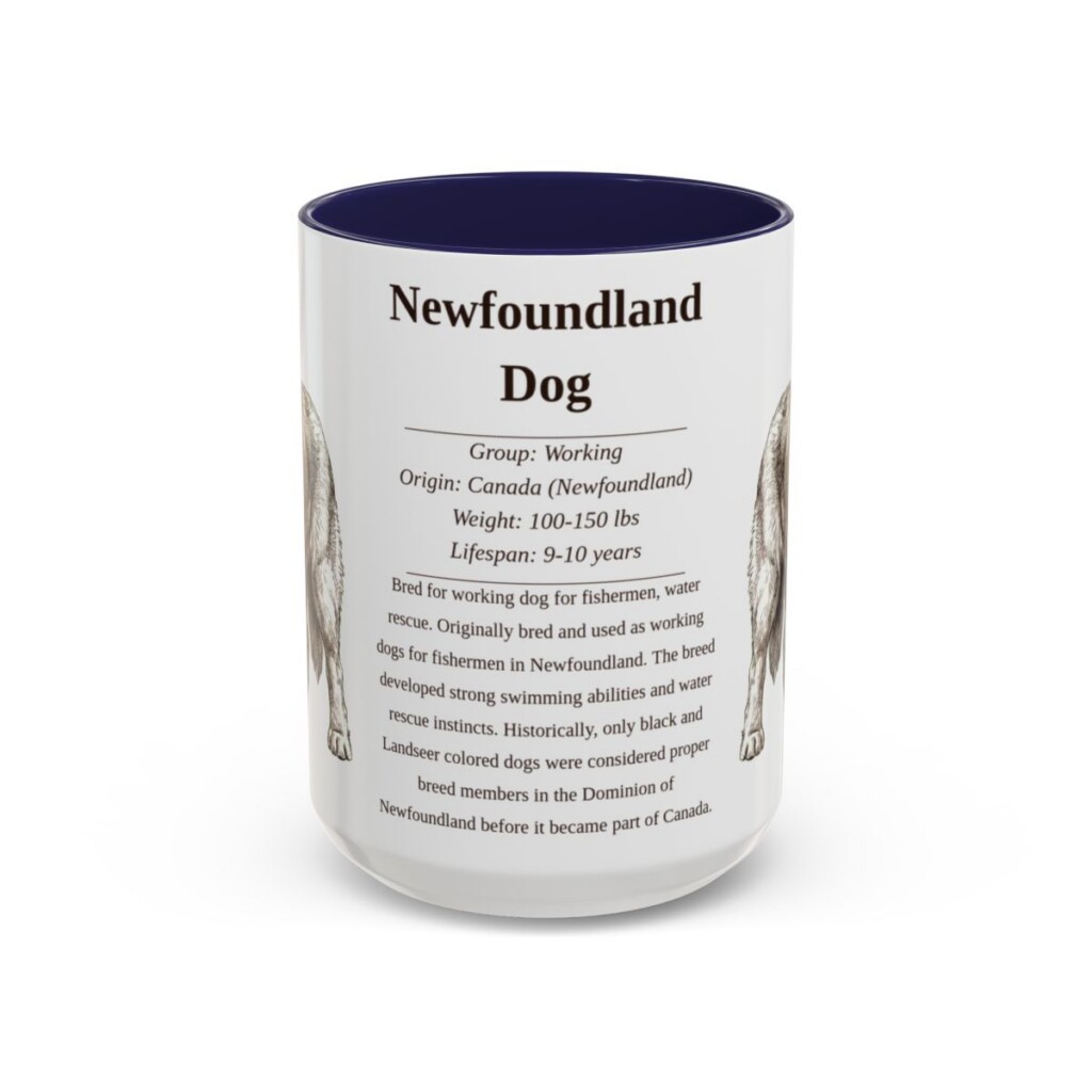 15oz Newfoundland Dog Mug, Navy, front view