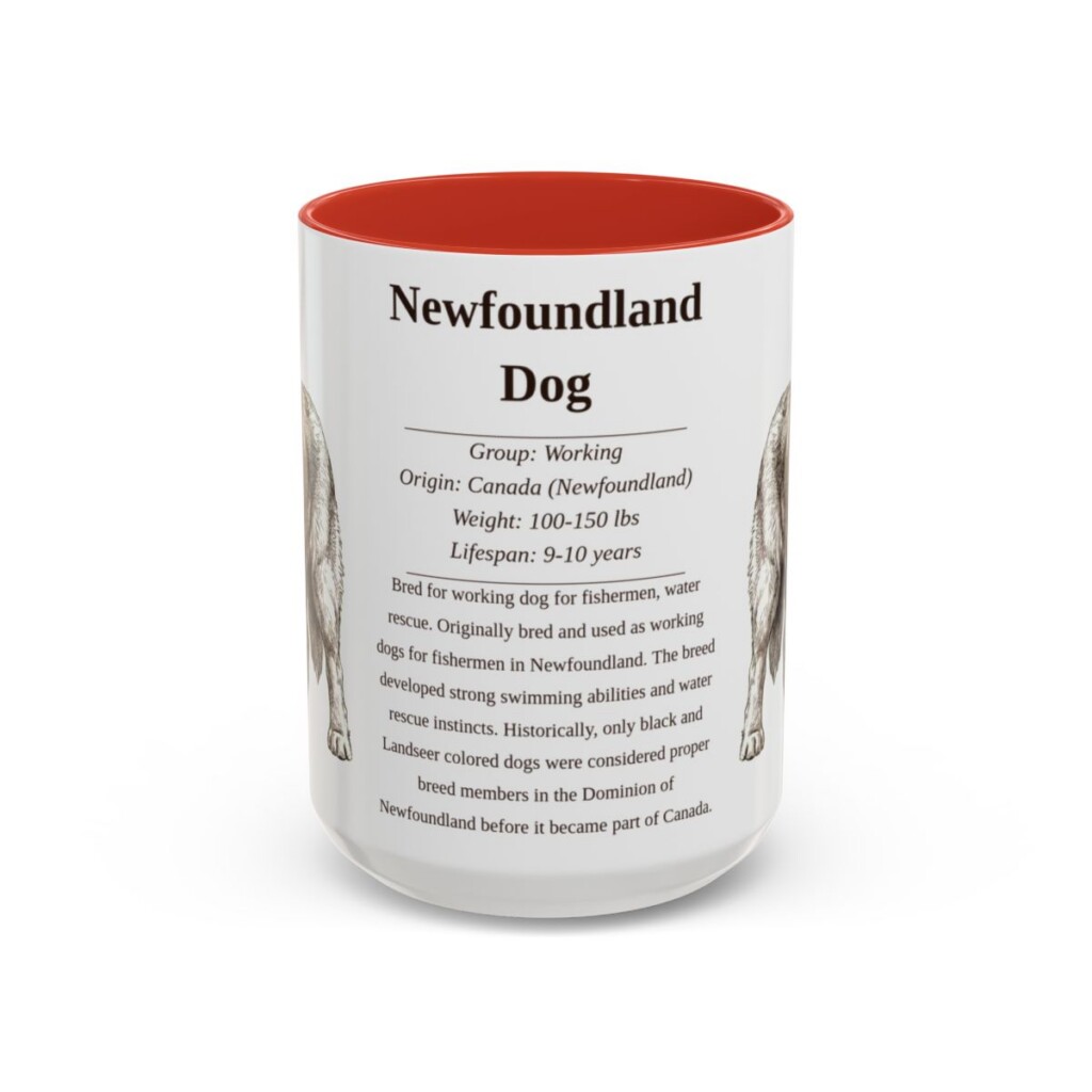 15oz Newfoundland Dog Mug, Red, front view
