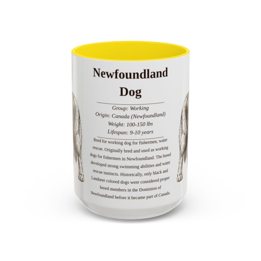 15oz Newfoundland Dog Mug, Yellow, front view