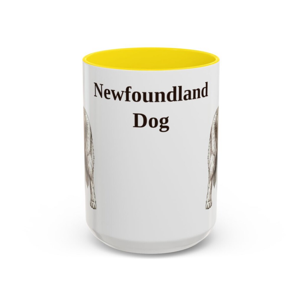 15oz Newfoundland Dog Mug, Yellow, front view