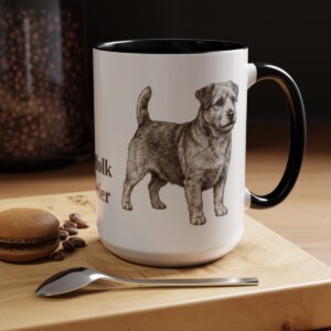 15oz Norfolk Terrier Mug, Black, lifestyle photo