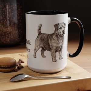 15oz Norfolk Terrier Dog Dad Mug, Black, lifestyle photo