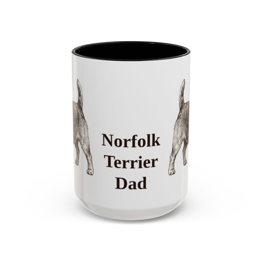 15oz Norfolk Terrier Dog Dad Mug, Black, front view
