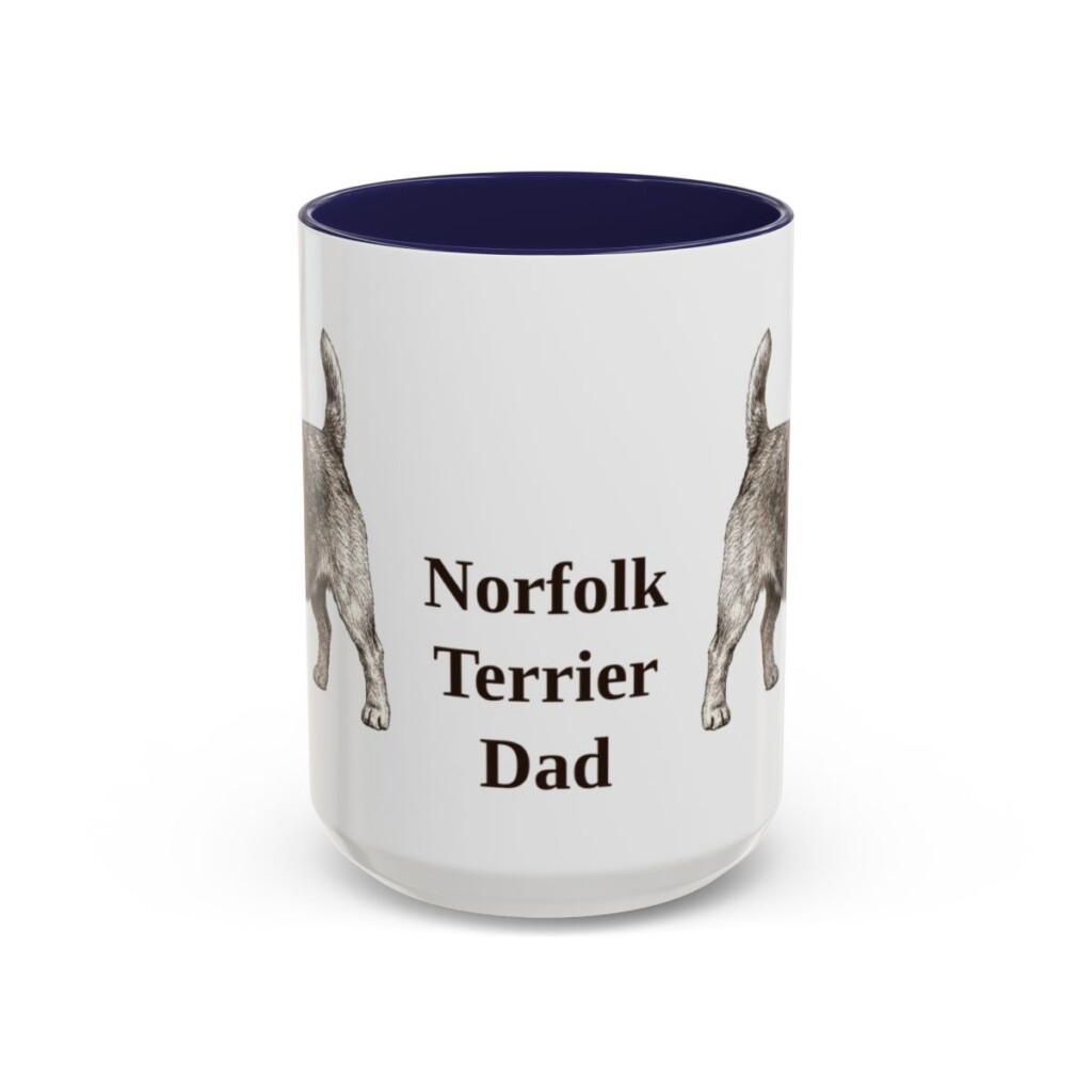 15oz Norfolk Terrier Dog Dad Mug, Navy, front view