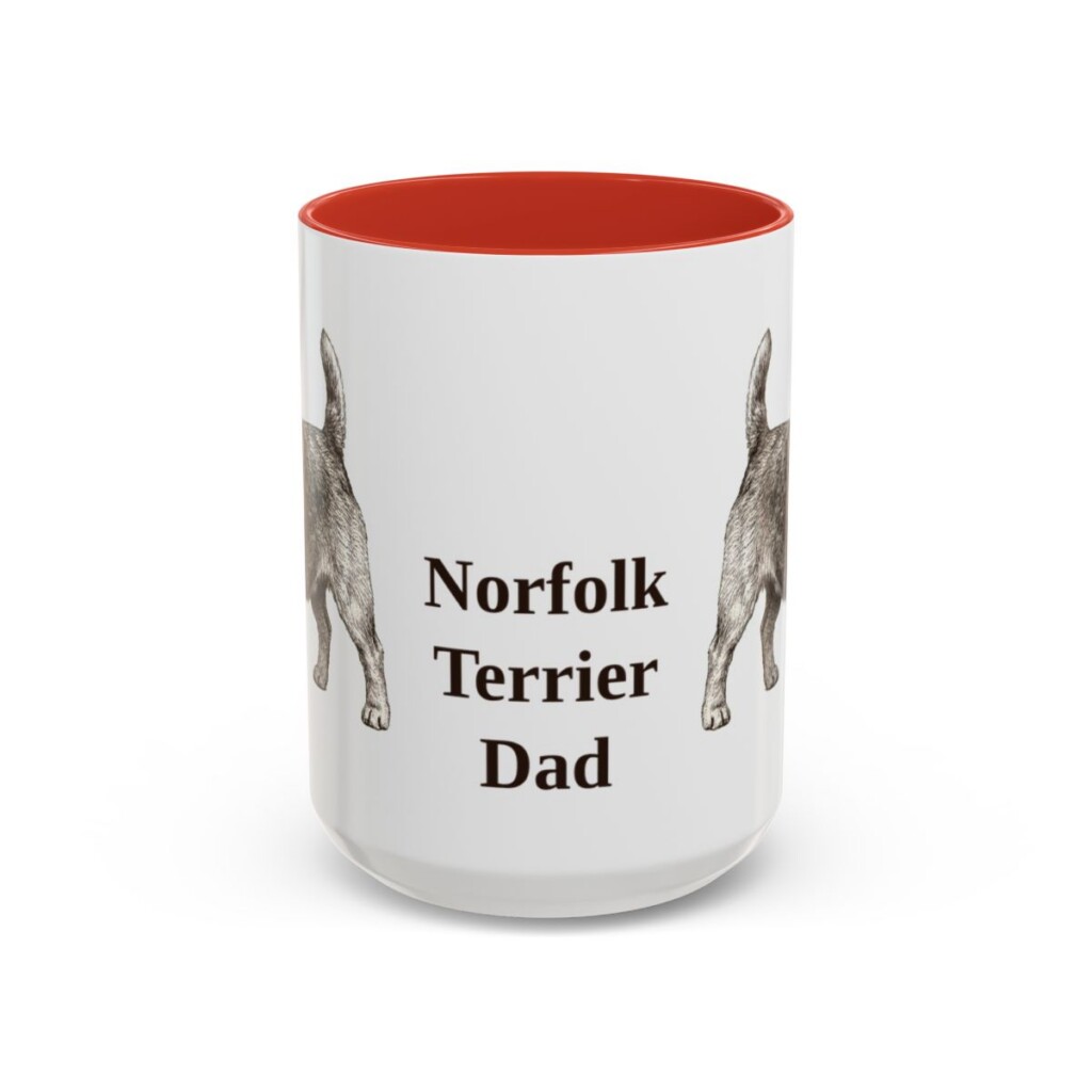15oz Norfolk Terrier Dog Dad Mug, Red, front view
