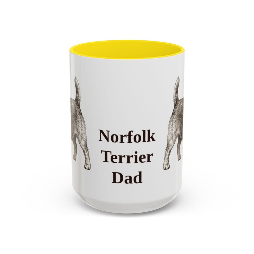 15oz Norfolk Terrier Dog Dad Mug, Yellow, front view